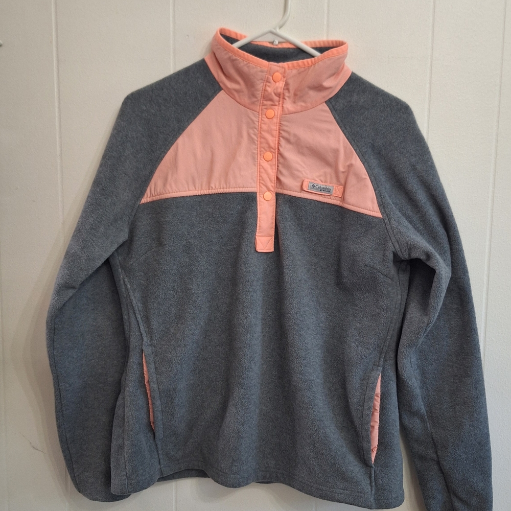 Columbia Gray and Salmon Button-Up Fleece